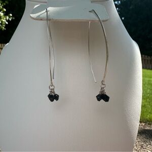 Silpada ‘Social Gathering’ Sterling Silver Obsidian beaded threader Earrings